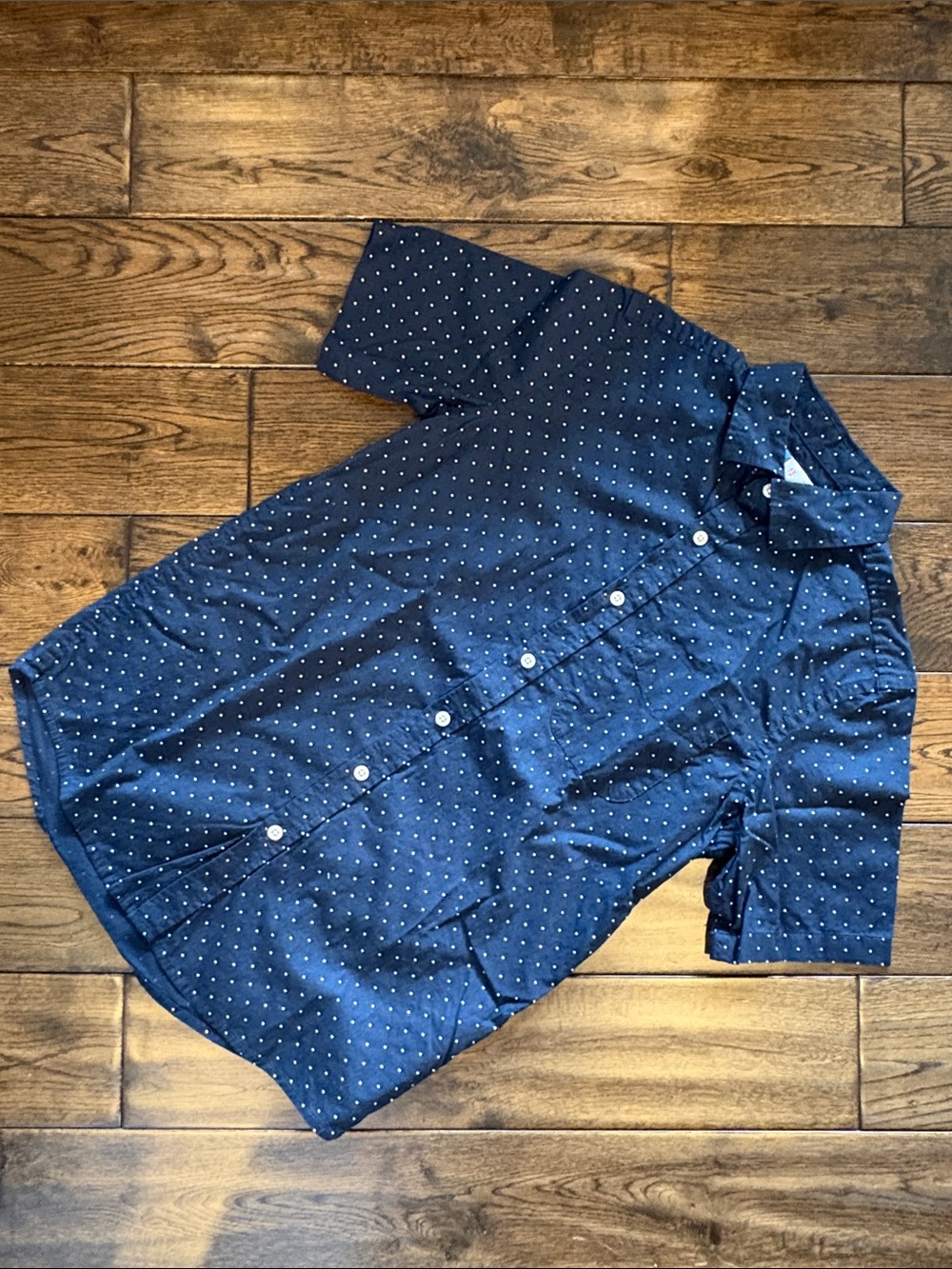Old Navy Navy Short-Sleeve Dot-Print Button Down Shirt